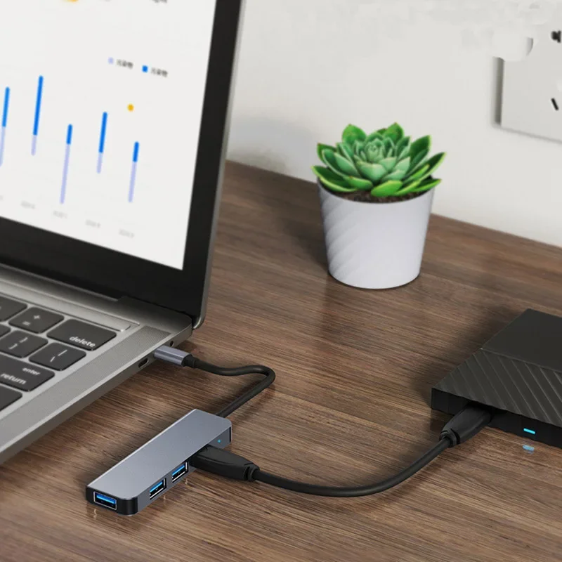 Док-станция «четыре в одном» USB 3.0, разветвитель-концентратор, подходящий для ноутбуков Huawei Apple с концентратором «один-четыре»