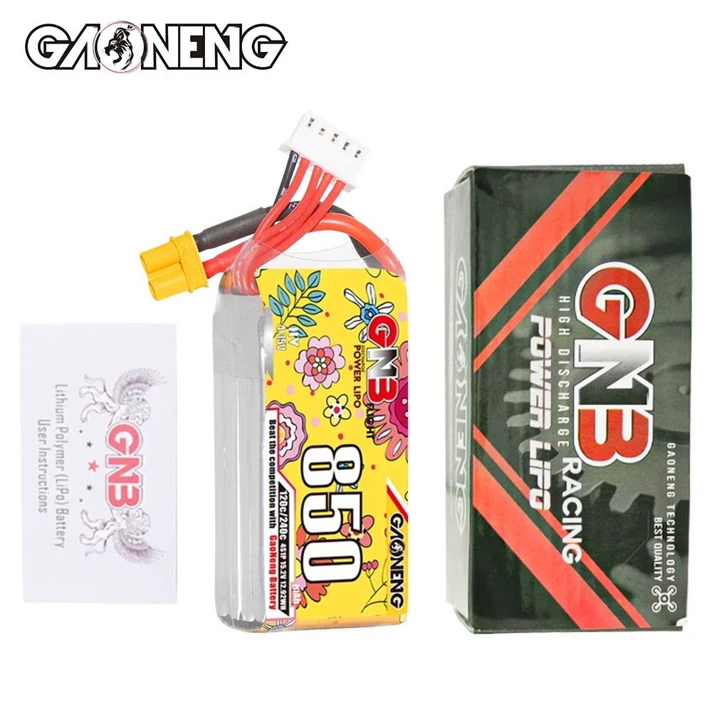 GAONENG 850mAh 120C HV 3S1P-11.4V 4S1P-15.2V 6S-22.8V GNB LiPO Battery For FPV Drone Cinewhoop RC Helicopter Airplane Parts