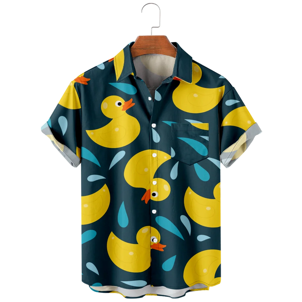 

Summer Dark Eggs Print Men's Short Sleeve Button Down Lapel Shirt For Summer Resort Holiday, Hawaiian Style