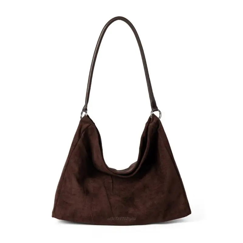 X5XA Fashionable Suedes Underarm Handbag Retro Design For Women Multifunctional Shoulder Bag Lightweight Work Evening Bag