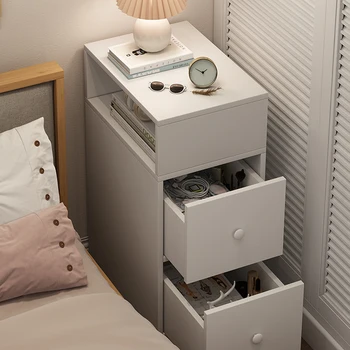 매우 좁은 침대 옆 테이블, 심플한 모던 홈 침실 침대 옆 테이블, 미니 소형 수납 캐비닛