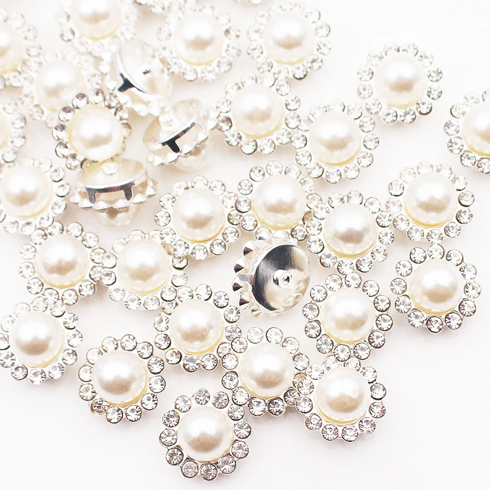 8mm-12mm Claw Rhinestones Pearl Stones Sew On Crystals Glass Beads Silver Base Stones Stass Trim Sewing Accessories Craft Gems