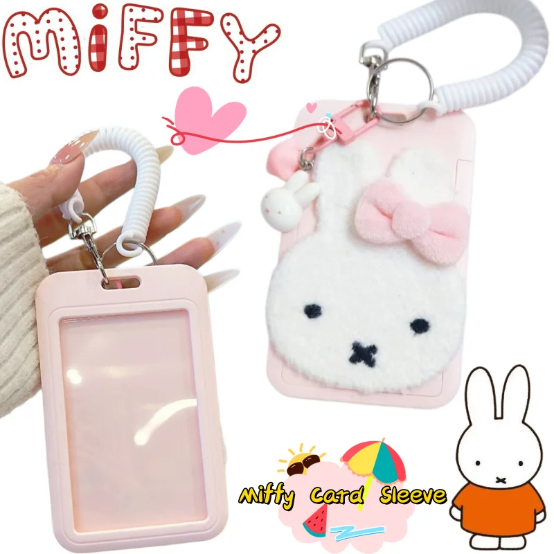 

Новый держатель для карт с кроликом Миффи, стильный дизайн в стиле аниме, милый девчачий дизайн, защитный чехол для ID-карты с защитой от потери.