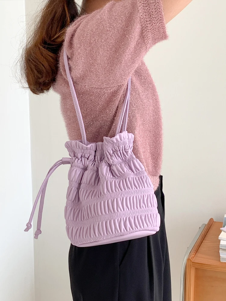 

East Gate New Small Folded Dstring Underarm Bag Summer Versatile Blue Single oulder Buet Bag Women Casual Handbag