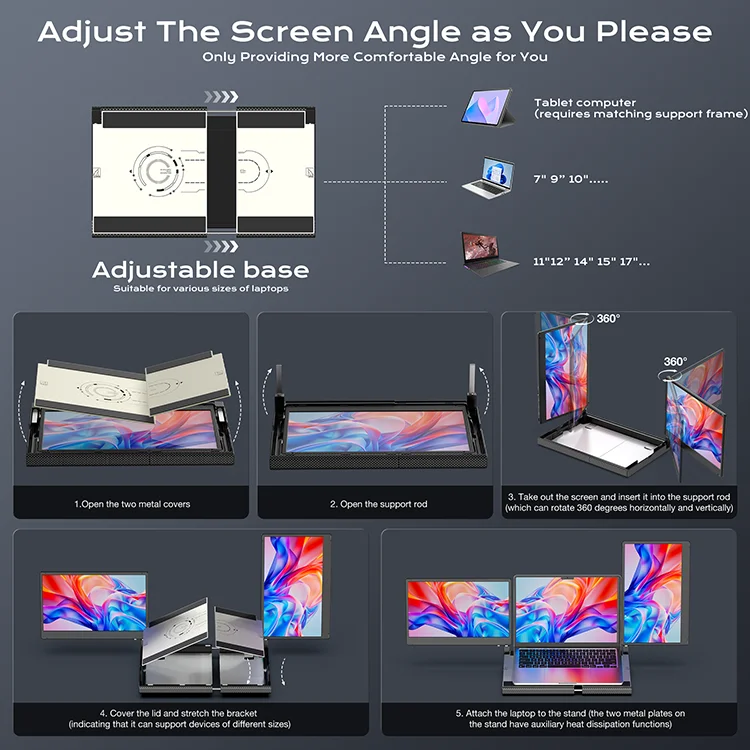 TCDSTAR NEW14-Inch Laptop Display Extender  Full HD 1080P IPS  Type C USB Powered Display Expansion  for Stock Trading