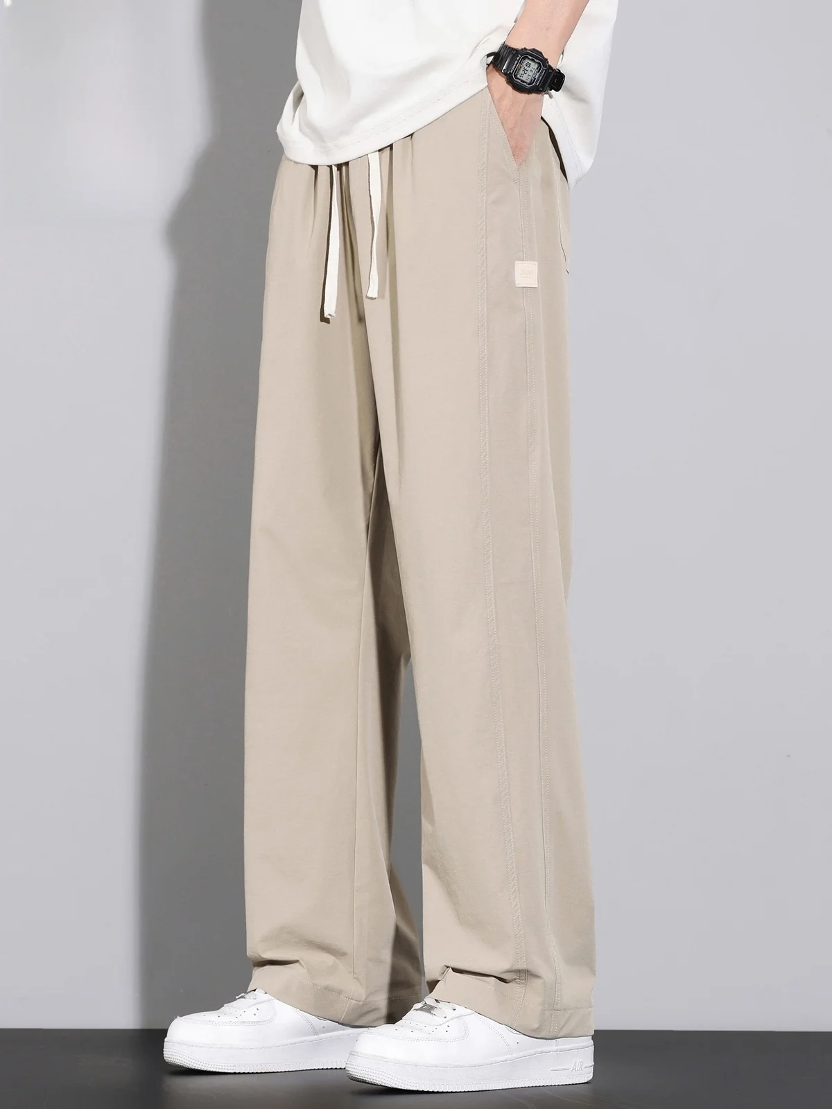 

Men's Casual Loose Straight Leg Pants Summer Thin Drapey Wide Leg Long Trousers Comfortable Breathable Spor