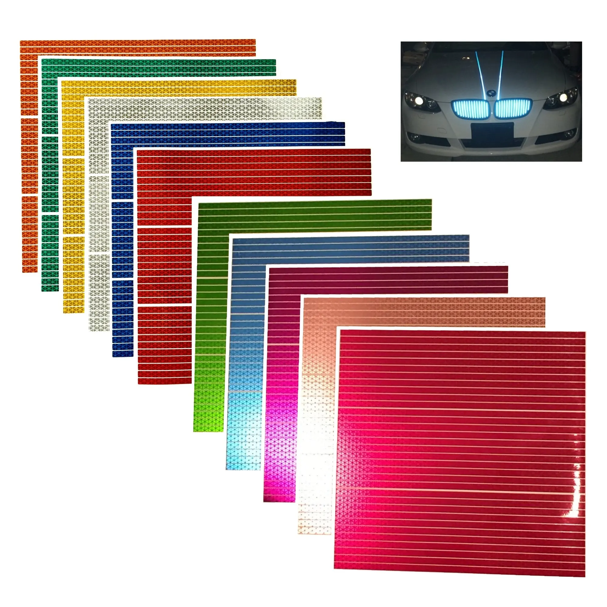 

High Visibility Reflective Strips In Multiple Colors Including Vibrant Hot Pink For Safety And Decoration