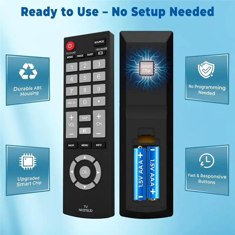 ABKN Replacement Remote Control for Sanyo TV, Universal Remote for Sanyo Smart TV NH315UP/NH315UD, Easy Setup