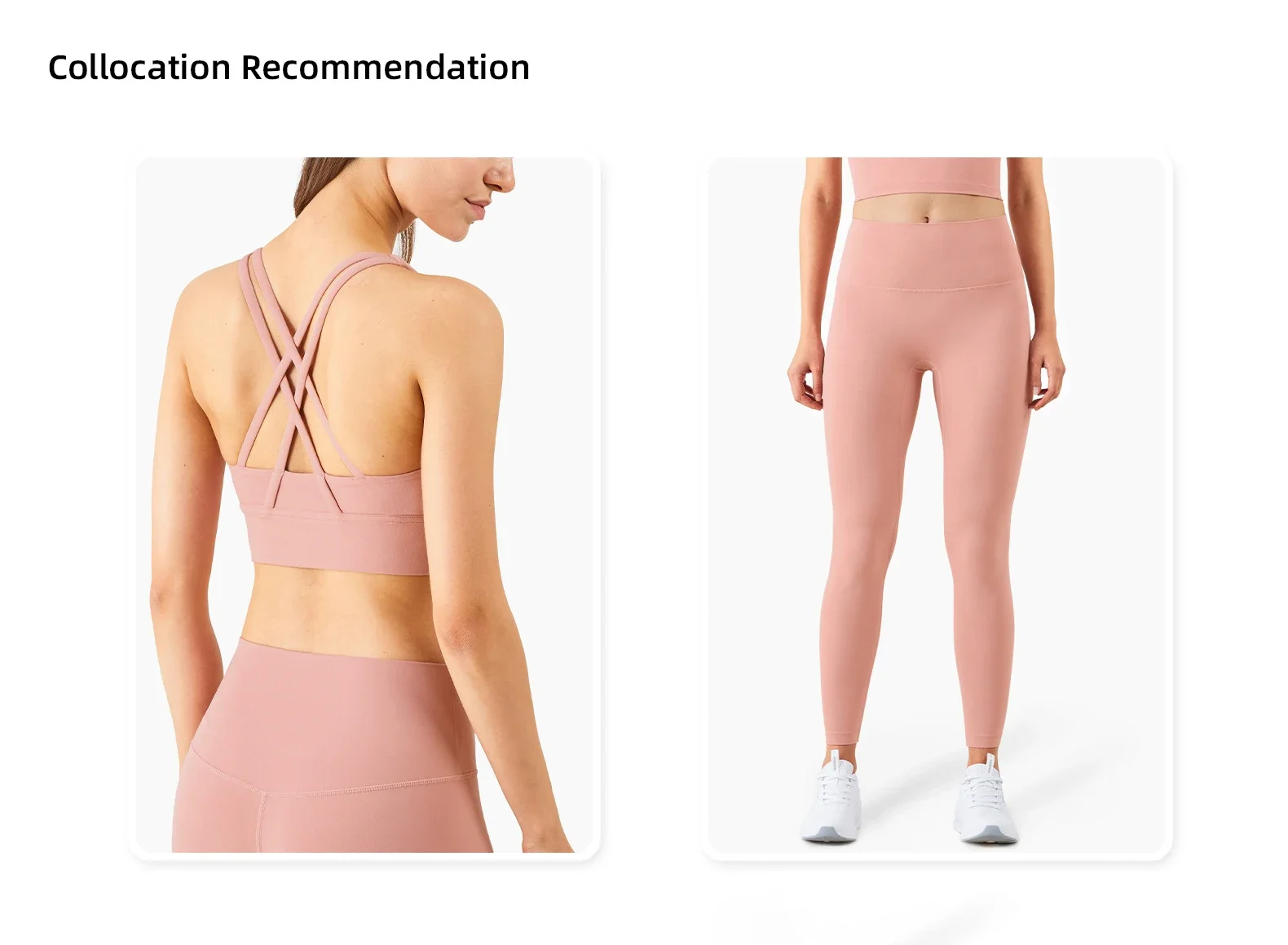 Damen Zweiteiliger Yoga-Anzug in Unifarbe, Hochintensiver Rückenfreier Yoga-BH, Hochgeschnittene Hüftlift-Leggings, Lauf- und Trainingsset – Detail 3