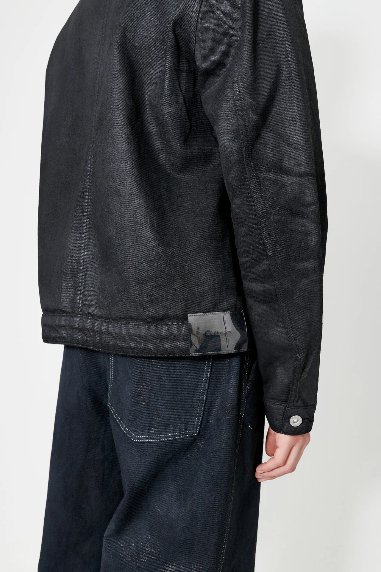 هاي ستريت داكن RO جينز سترة رجالية نحى الشمع بولي Silver مشبك فضي أسود فضفاض الحد الأدنى ملابس الشارع الشهير معاطف السترة الدنيم #4