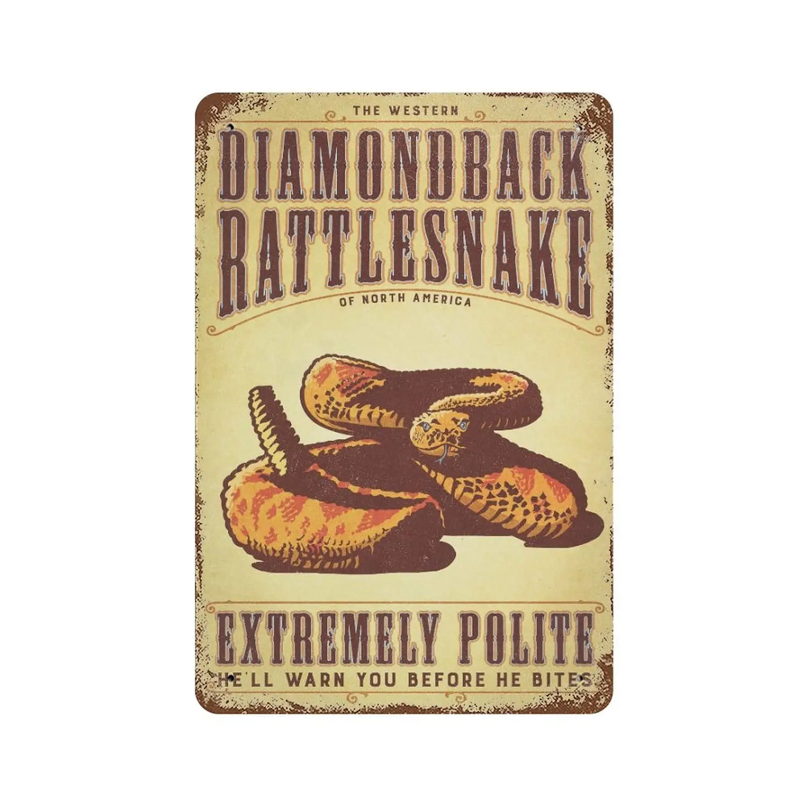 Retro Style Humorous Rattlesnake Poster Rattlesnake Vintage Tin Sign for Office/Home/Classroom Decor GiftsBest Birthday/Thanksgi