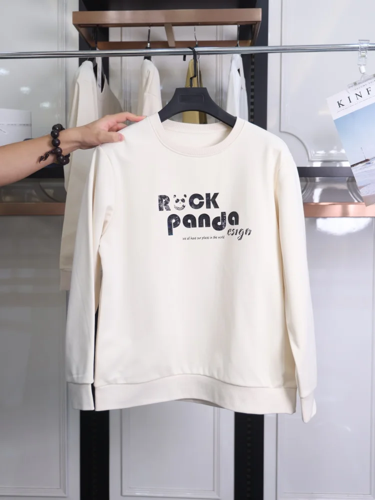 Moletom Casual Estampado YaJia: Blusão Quente de Algodão e Poliéster com Gola Redonda para Outono - Versátil e na Moda