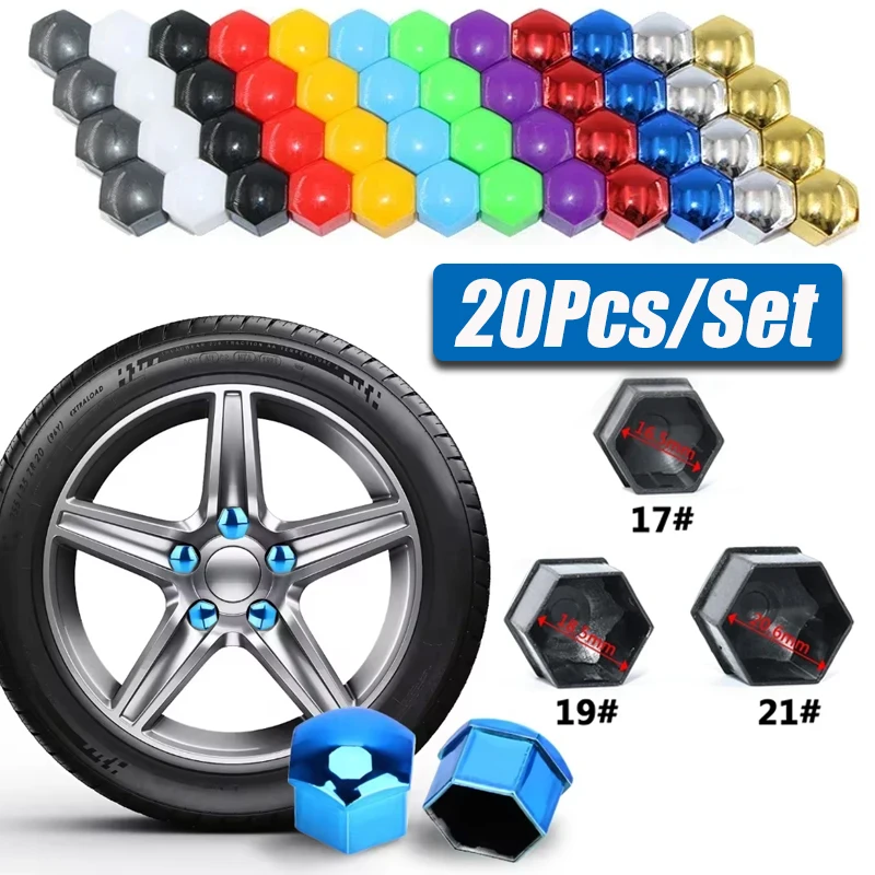 

20PCS Wheel Nut Covers 21/19/17mm Rust-Resistant Plastic Wheel Nut Covers With Dust Protection New Tire Nut Bolt Trim