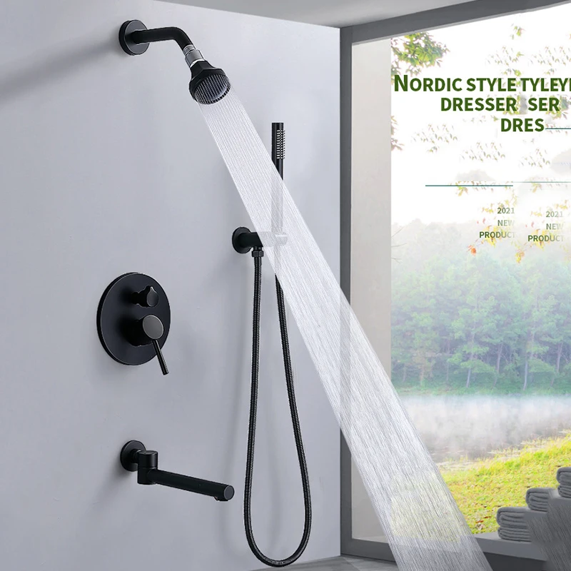 

Shower Faucet Bathroom Shower Set Hot Cold Shower Mixer Crane Rain Shower Column, Concealed Installation Shower Faucet