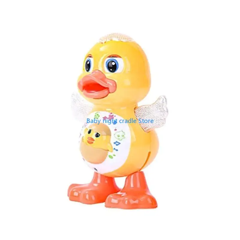 J2FF Electric Dancing Swinging Duck Toy Light Music Cartoon Toy Baby Crawling Toy