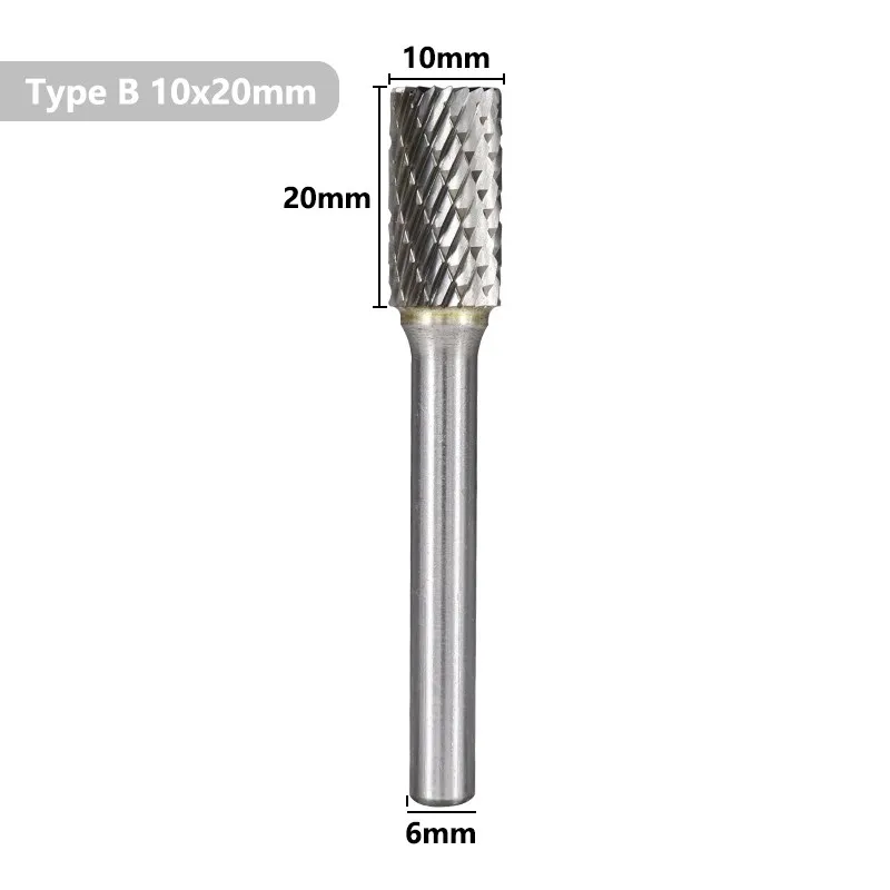 XCAN Files Abrasive Tools 6mm Shank Double Cut Rotary Burrs Bit B Type Tungsten Carbide Rotary File for Metal Wood Hand Tools