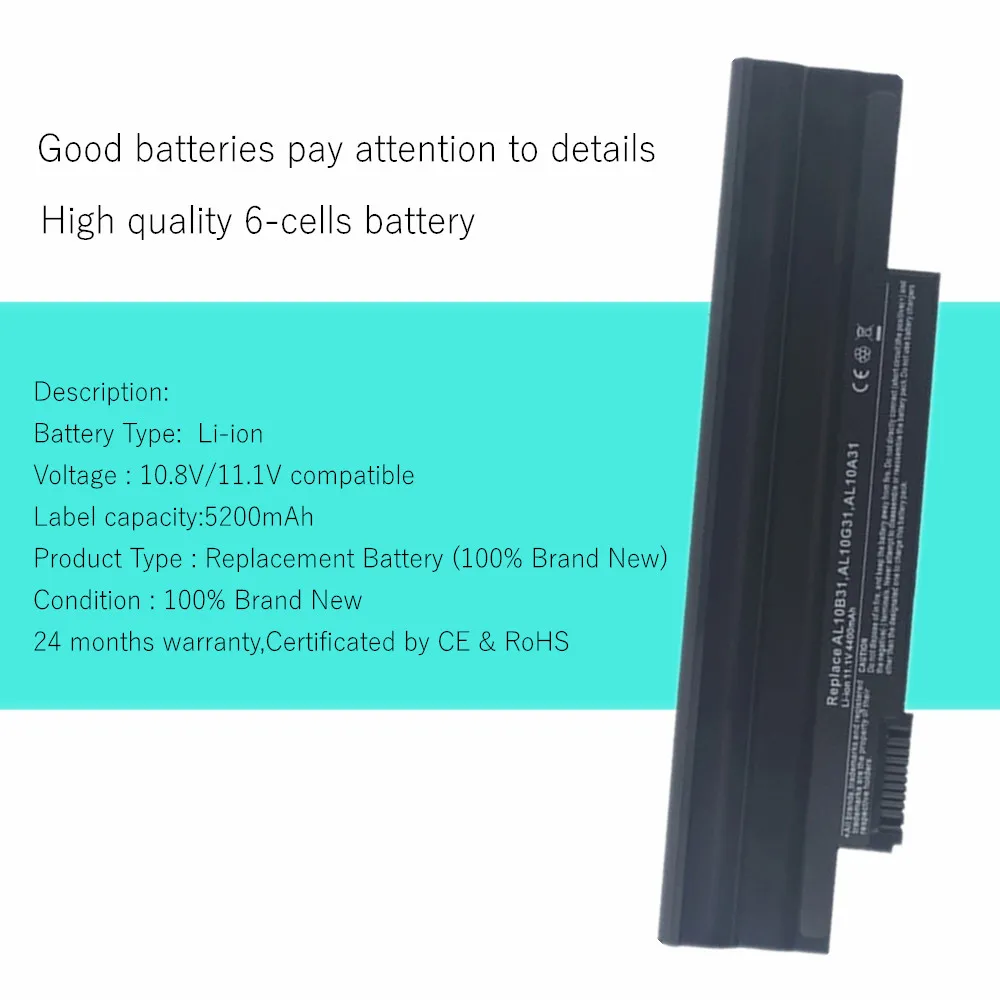 Laptop battery Notebook batteries for Acer AL10A31 AL10B31 AL10G31 one 360 AOD255 D255 D255E D257 D260 AK003BT.071 ICR17/65L