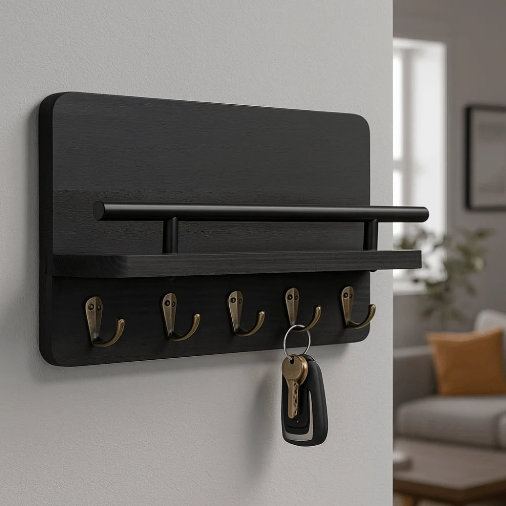 

Экономия места Ретро деревянный держатель для ключей настенный с 5 крючками Крючок для пальто Декоративный крючок Плавающая полка Настенная вешалка для шляп Ванная комната