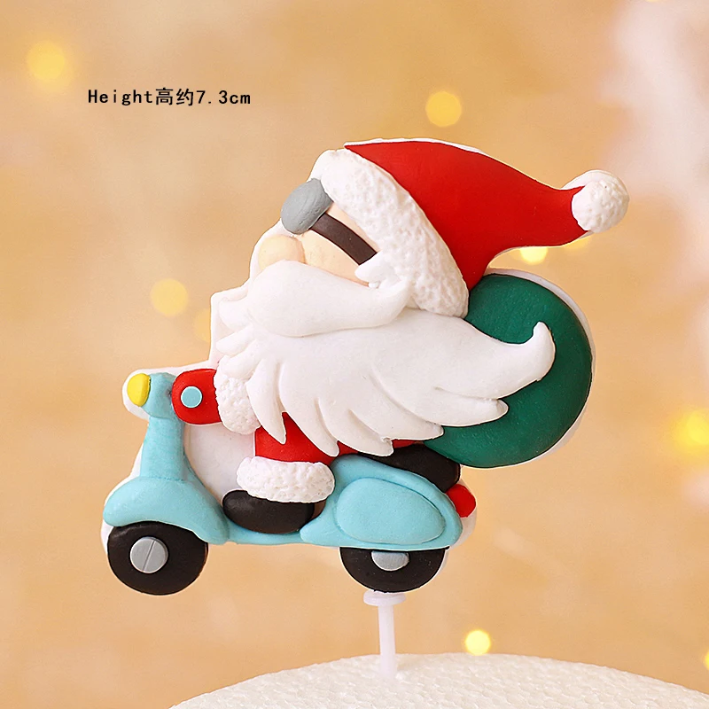 2pcs Merry Christmas Cake Topper Painted Santa Claus New Year Party Cupcake Birthday Party Gifts Dessert Toppers Baking Supplies image 4