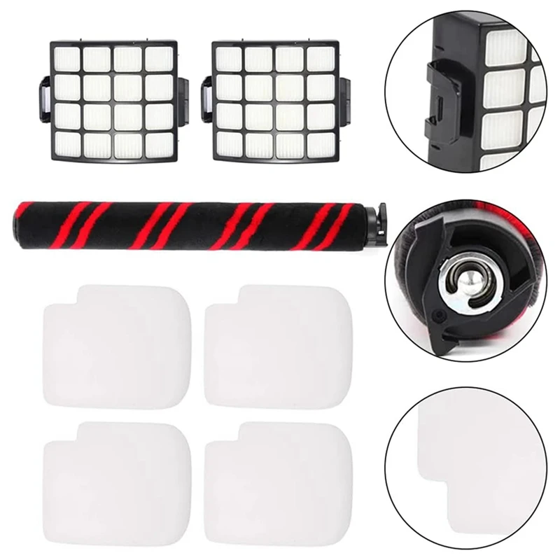 مجموعة بديلة للمكنسة الكهربائية Shark Stratos Duoclean AZ3002 AZ3000، 1 فرشاة دوارة، 2 مرشحات HEPA، 4 مجموعات من الرغوة واللباد