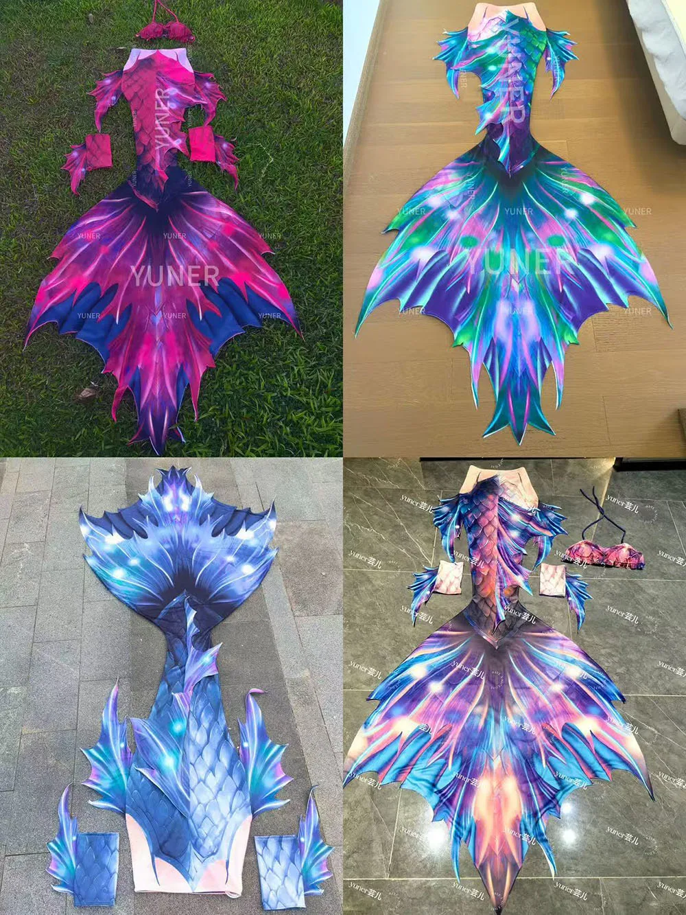 

Mermaid Tail Skirt Style Swimsuit Colorful Mermaid Fins Aquarium Performance Costume Underwater Photo Shooting Swimsuit Set