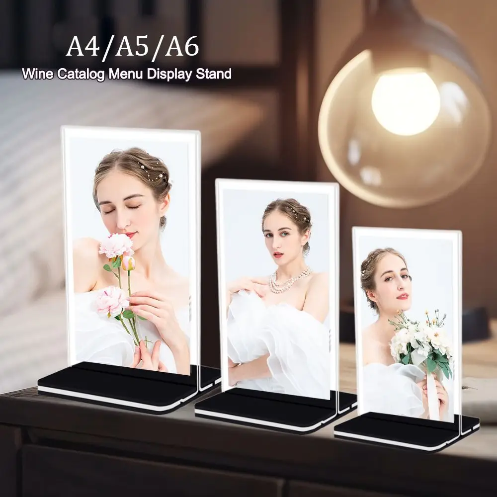 

Acrylic Panel Wine Catalog Menu Display Stand Vertical A4 A5 A6 Photo Display Frame Double Sided Transparent