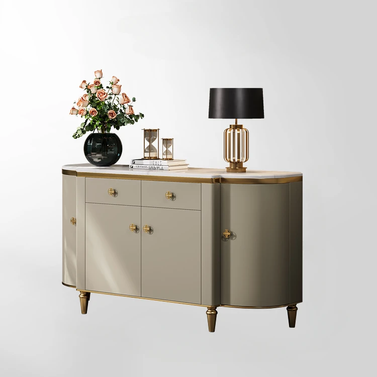 

Light Luxury Meal Side Cabinet Storage Cabinet Postmodern Natural Marble Luxury Stone foyer