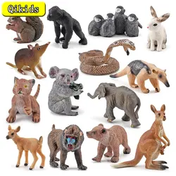 Wild Animals Toys Tiger Kangaroo Elephant Snake Bear Deer Koala Squirrel Models Figurine Collecta Toy Figures Gifts For Children