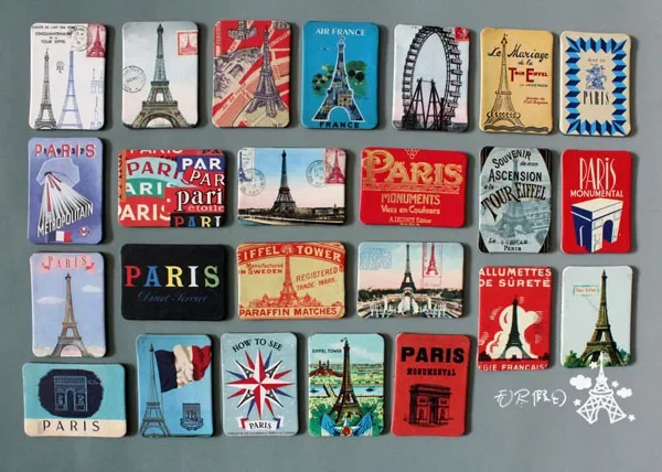 One Set New York American Paris French Coated Paper Refrigerator Magnet Collection