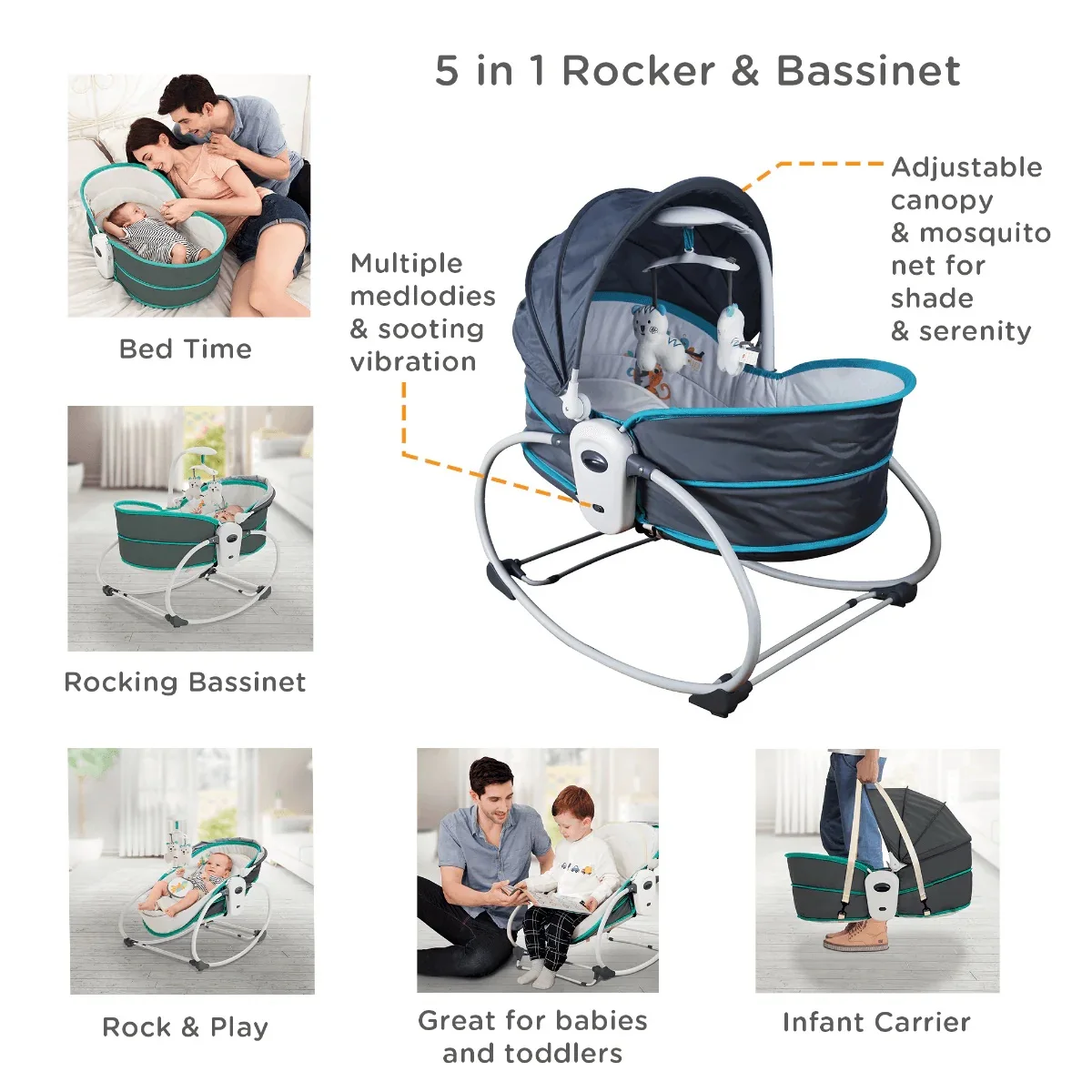 5 in 1 Rocker Bassinet For Baby - Image 2