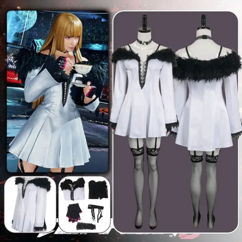 

Tekken 8, Лили, костюм для косплея, фантазия, маскировка для взрослых женщин, платье, колготки, перчатки, наряды, карнавальная праздничная одежда на Хэллоуин