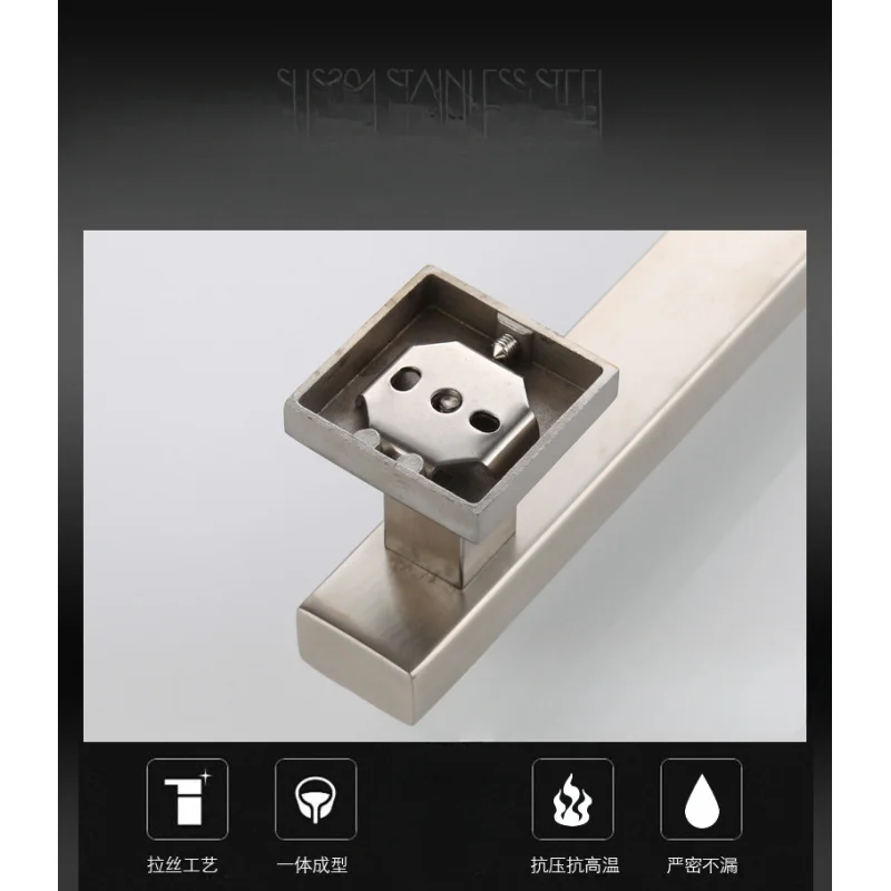 Square Slide Bar 304 Stainless Steel Adjustable Shower Bar Bathroom Shower Stand Lift Rod Wall Mounted Shower Slide Rod