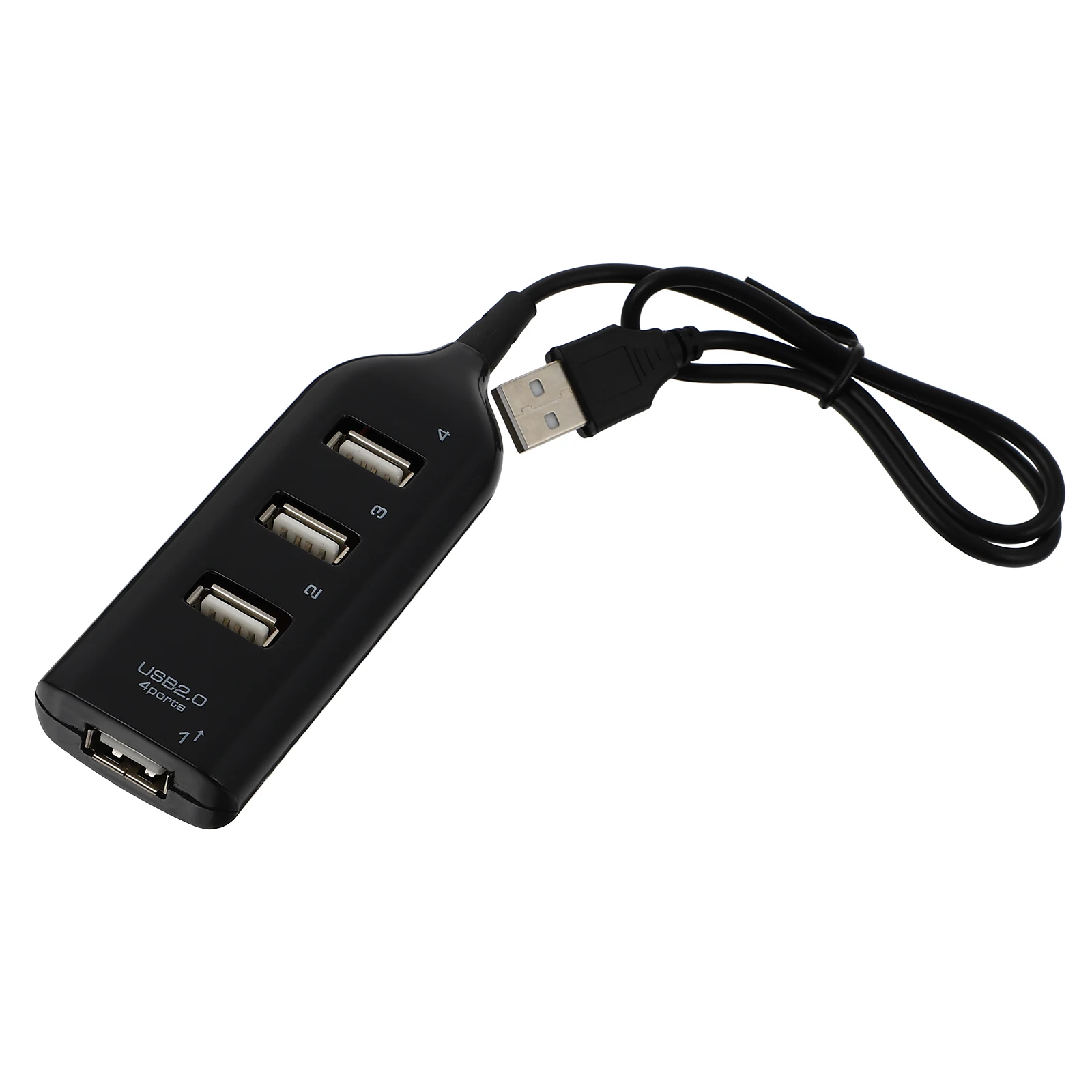 

4 Port USB 2.0 Hub Lightweight Portable Data Transfer Splitter Black Easy Plug Play Compatible Computer Laptop