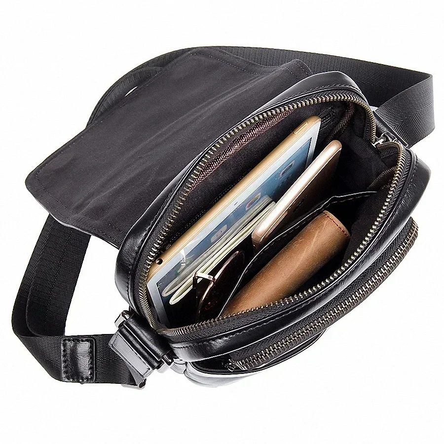Business Men Genuine Leather Bag Natural Cowskin Men Messenger Bag Vintage Vertical Men's Cowhide Shoulder Crossbody Bag