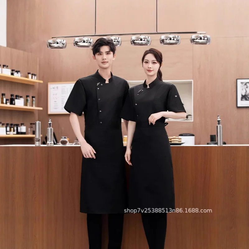 

Летняя дышащая униформа для поваров, легкая мужская рабочая одежда с коротким рукавом для поваров отелей и столовых, спецодежда для кухни ресторана хот-пот