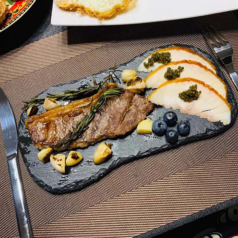 

1Pcs Kidney Shape Plate Natural Stone Storage Fruit Dessert Steak Serving Tray Barbecue Cheese Sushi Platter