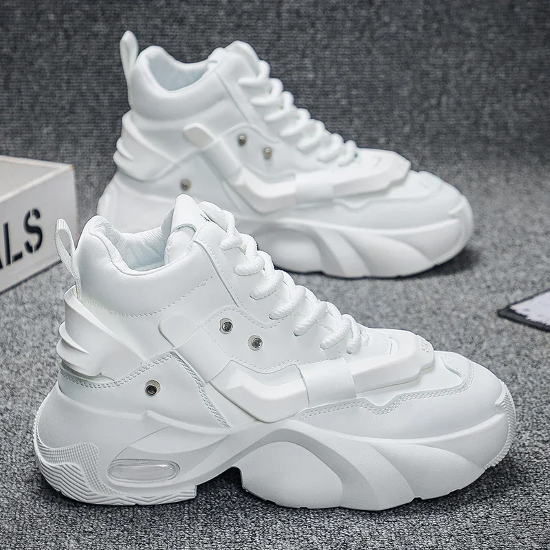 

Fashion Boots Simple New Men's Boots High Top New Trend Wear-resistant Synthetic Leather Boots Casual Lace Up Height Increasing