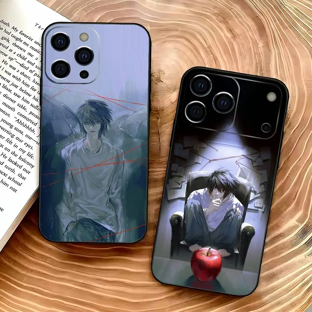 

L-Lawliet D-Death Note Phone Case For iPhone 17,16,15,14,13,12,11 Plus,Pro Max,XS,Soft Silicone Black Cover