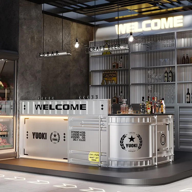 Industrial style bar checkout page Milk tea shop cafe container