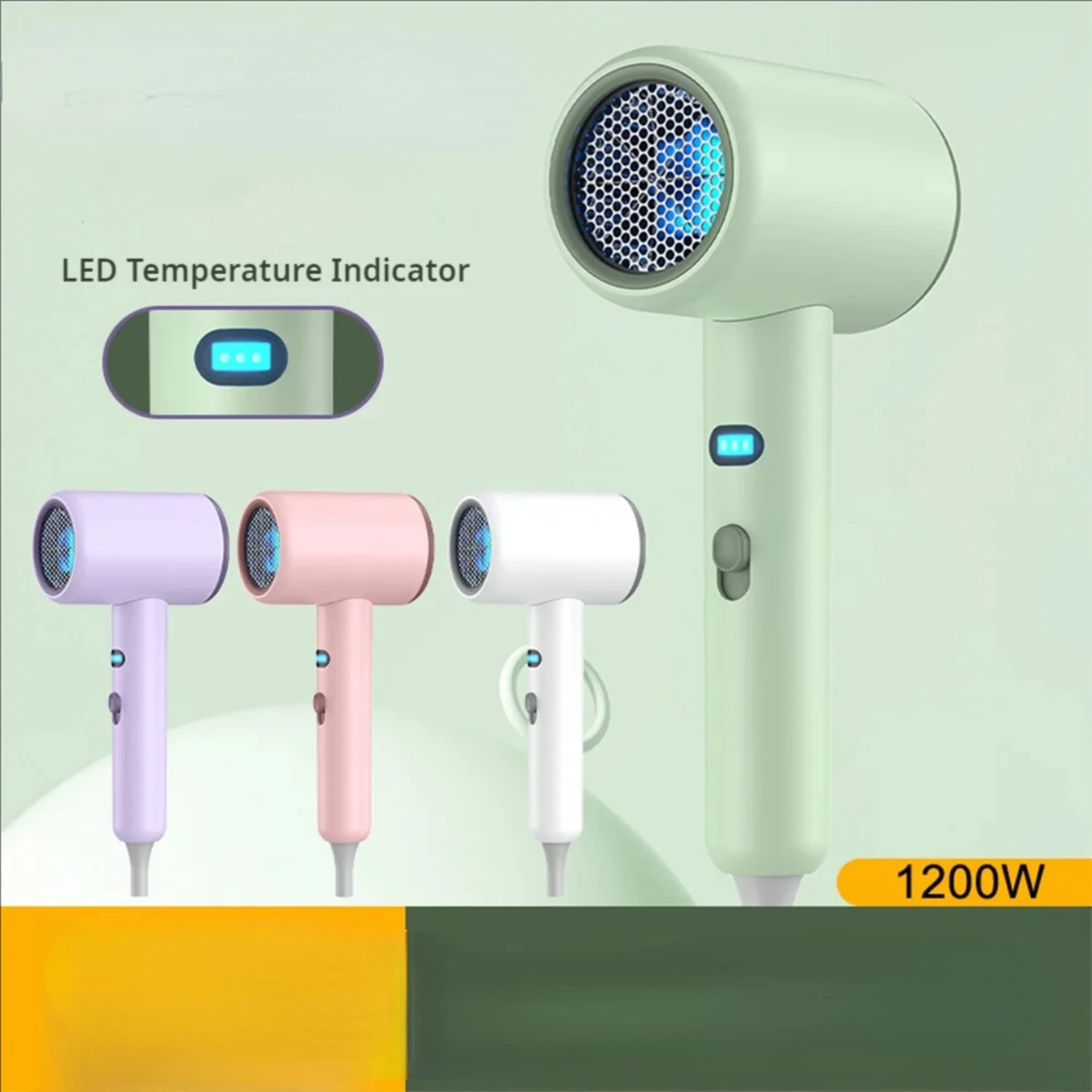 

Professional Hair Dryer Blue Light Hair Care Blow Dryer Hot Cold Wind Air Brush Hairdryer Strong PowerDryer Salon Tool