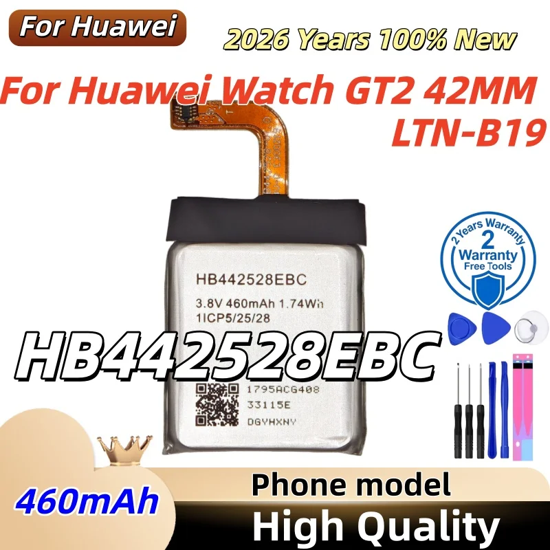 HB442528EBC Upgraded 460mAh Smart Watch Li-Polymer Replacement Battery For Huawei Watch GT2 42mm LTN-B19+tools