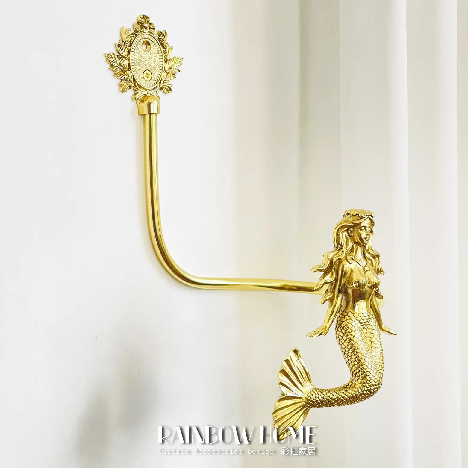 Solid Brass Mermaid Curtain Tieback Hook Curtain Accessories Luxury French Wall Mount Drapery Holdback Living Room