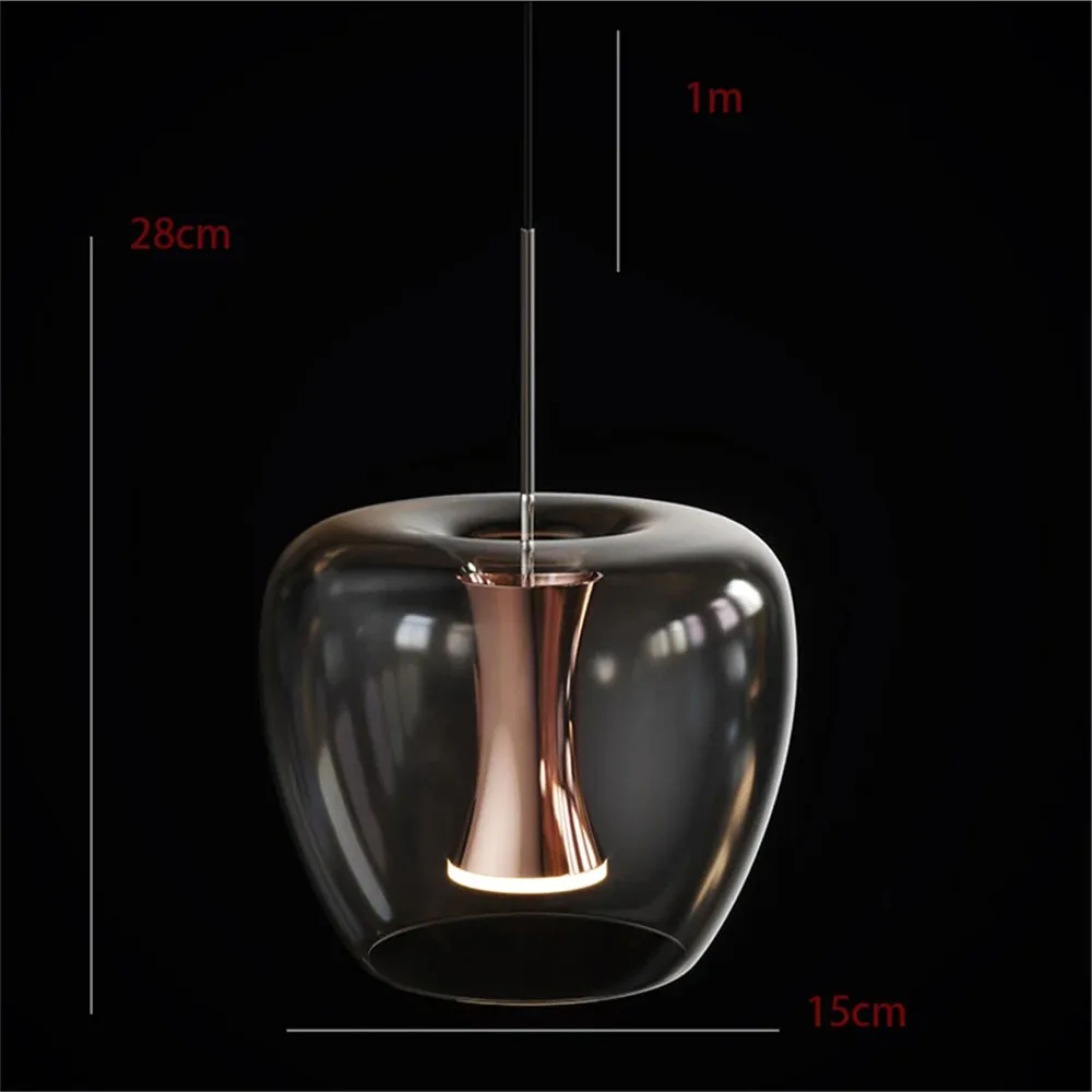 Modern Design Apple Shaped Clear Glass Led Pendant Lights Fashion Dining Table Kitchen Interior Loft Decor Spots Hanging Lamp