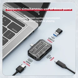 Basix Usb Hub USB C to HDMI-compatible Splitter HUB Type-c to HDMI-compatible USB3.0 Docking Station For Laptops MacBook Air Pro
