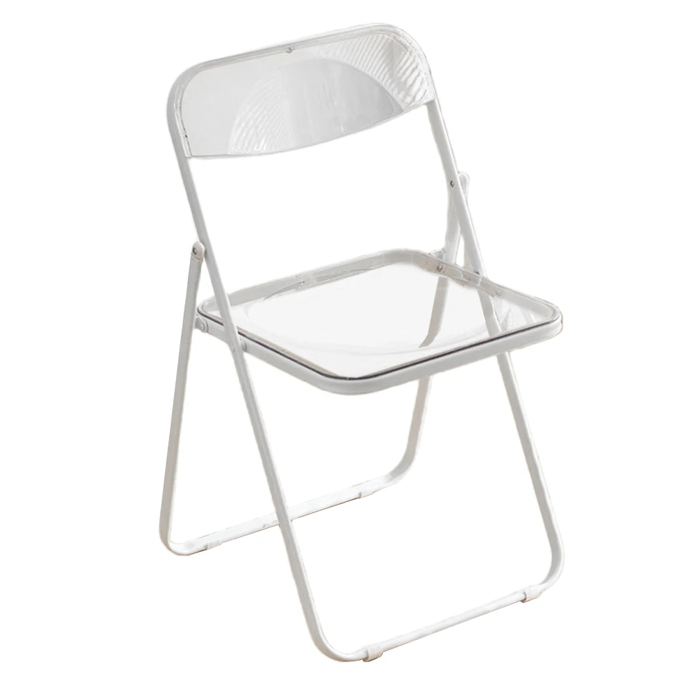 

Transparent Folding Chairs Acrylic with Chrome Frame Dining Chairs Lightweight for Living Room Office Waiting Room & Party