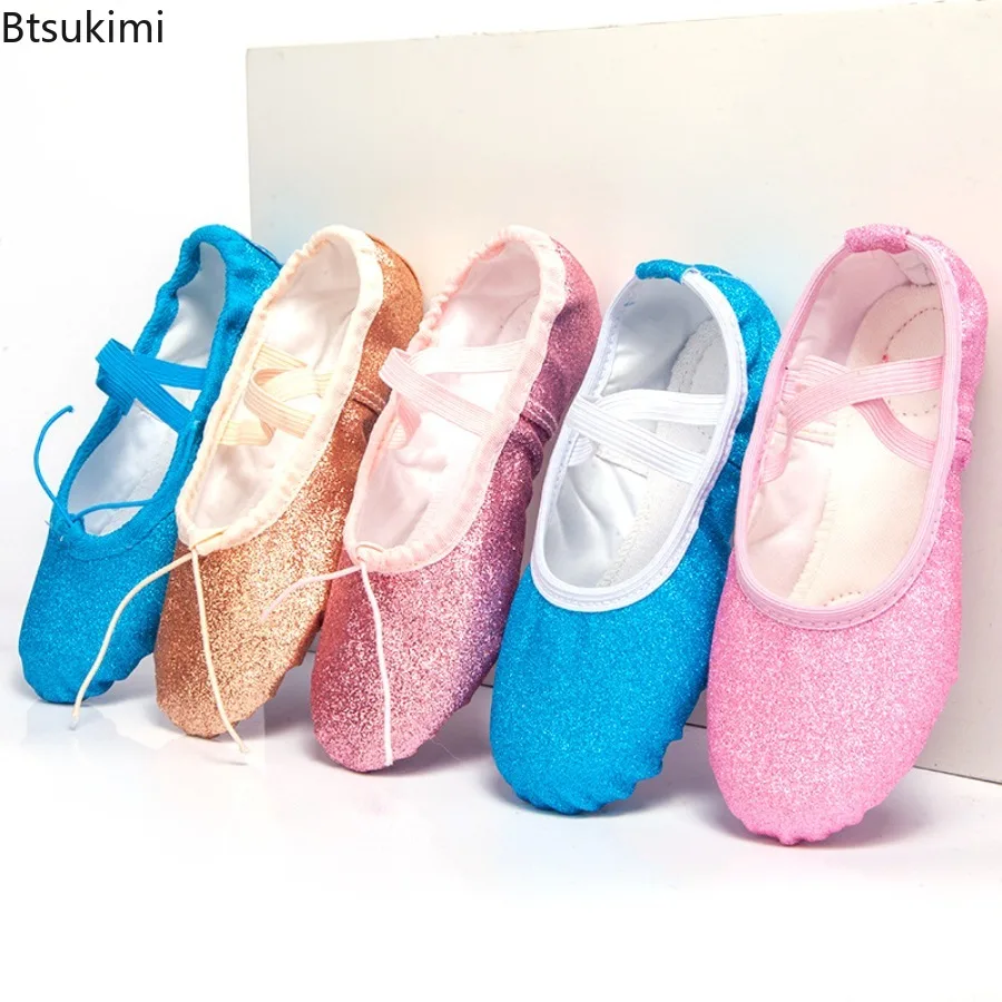 

Girls Ballet Dance Shoes Yoga Gym Flat Slippers Glitter Pink Blue Rose Red Colors Ballet Dance Shoes for Children Women Teacher