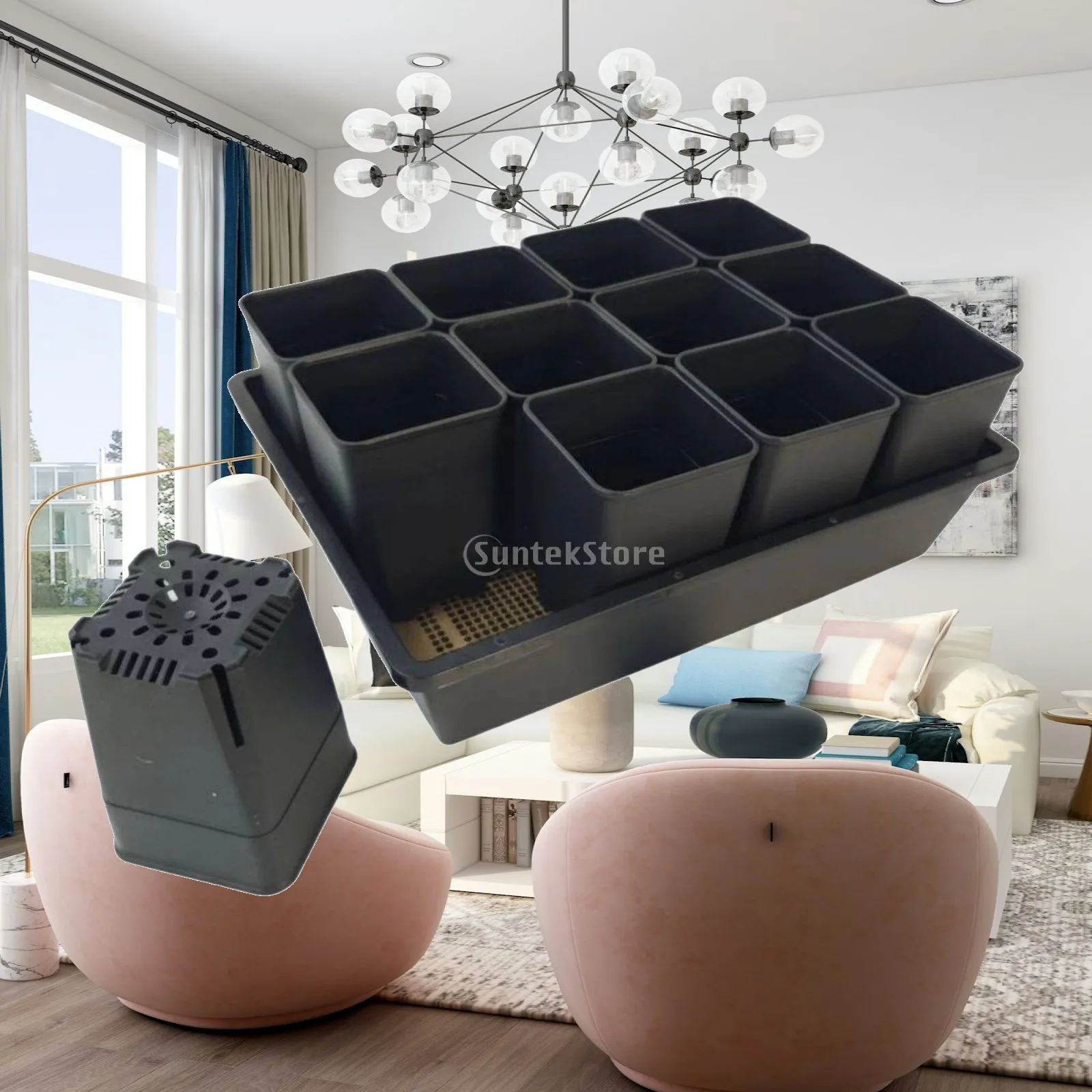 Plastic Plant Nursery Tray Kit for Seedling Growth with Observation Top for Home Garden Balcony Outdoor Plant Tray for