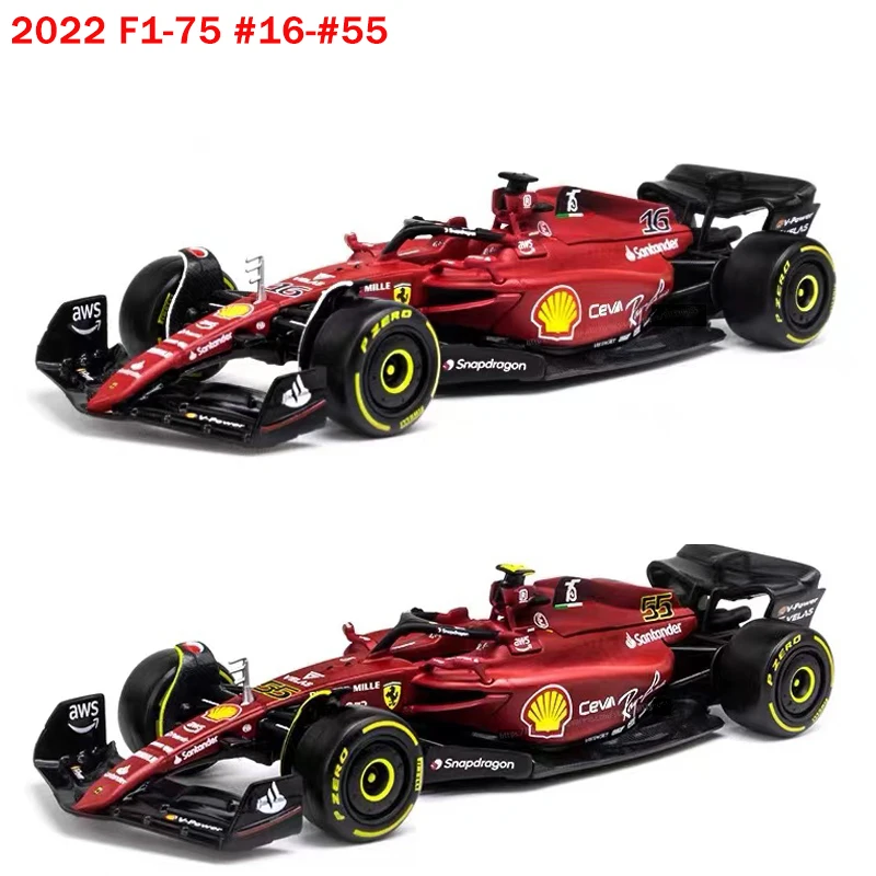 Bburago 1:43 2022 F1 Scuderia Ferrari F1-75 #16 Leclerc #55 Sainz Alloy Luxury Vehicle Model Toy Collection Christmas Gift Adult