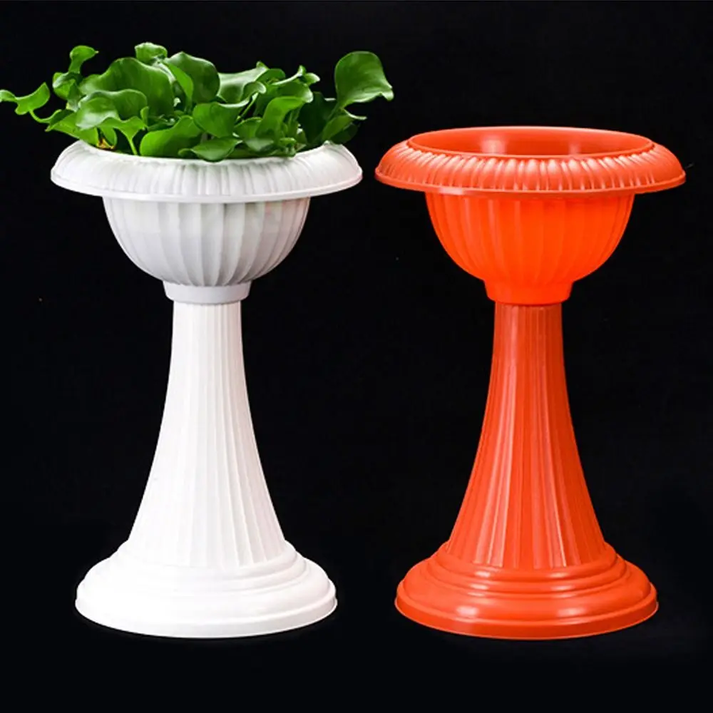 Durable White Roman Plant Flower Pot Retro Romantic Flower Planter Plastic Porch Planter Home Decoration