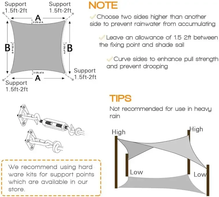 Shade Sails สีเทาอ่อน, โค้งกลางแจ้ง Patio Shade Canopy หลังคาระบายอากาศ 95% UV Block